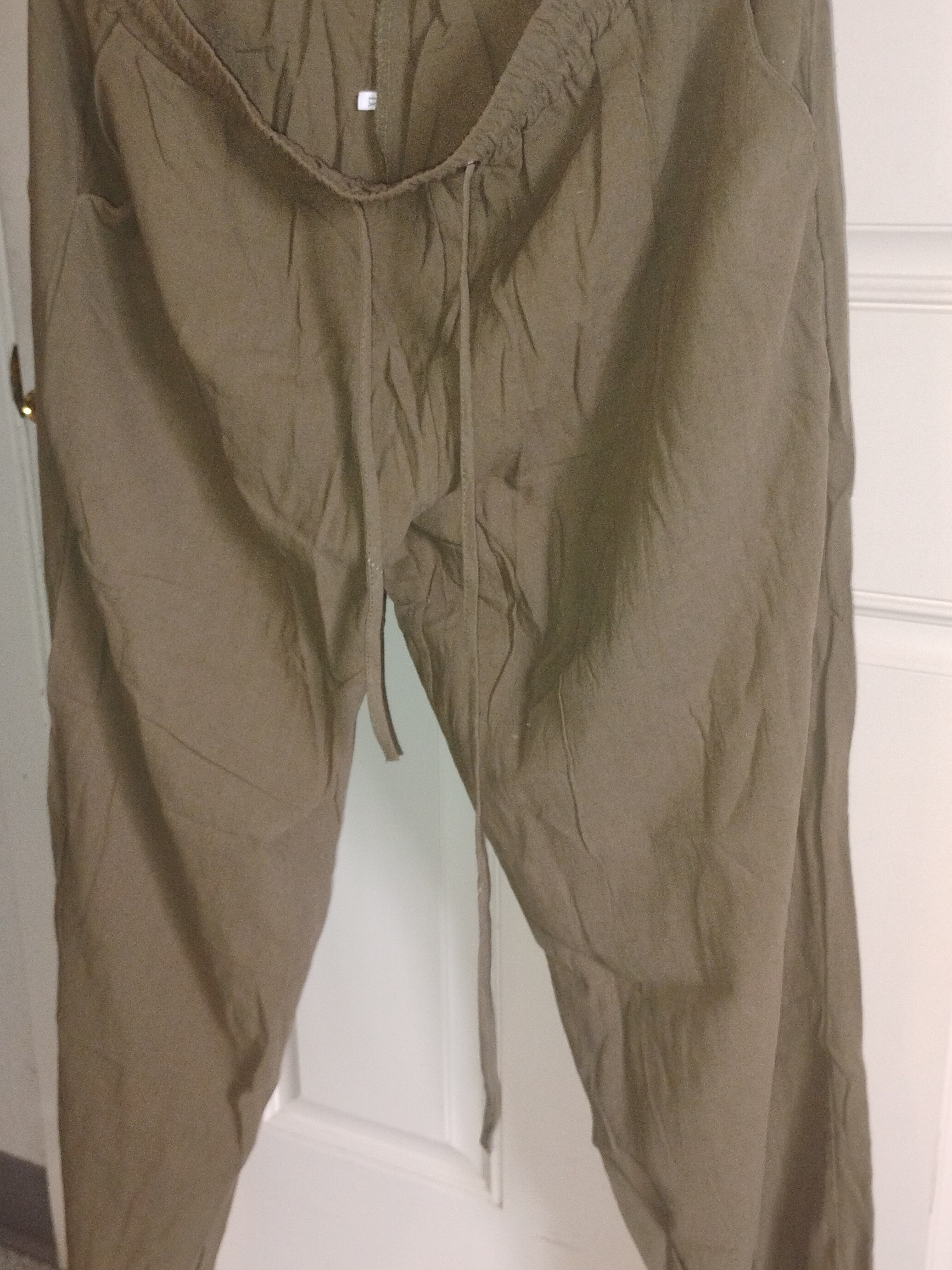 Women's Khaki Green Linen Pants